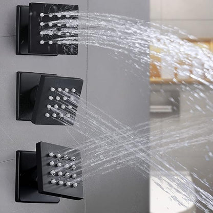 HOMEDEC 2inch Brass Shower Jet Waist Body Spray Massage Showerhead Can Swivel (Matte Black, 4 pack)