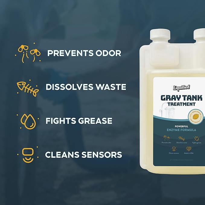 Liquified RV Toilet Treatment - Gray Holding Tank Digester - Odor Eliminator - Lemon Scent - Matts RV Reviews - 3 Pack