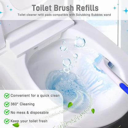 Toilet Cleaner Refill Pads Ocean Scent Enhanced Odor Control 48 Count Toilet Scrubber Refill Clean Stains Disposable Toilet Brush Refill for Toilet and Bathroom