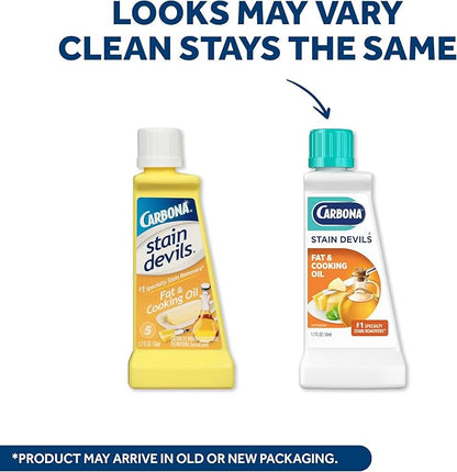 Carbona Stain Devils® #5 | Fat & Cooking Oil | Professional Strength Laundry Stain Remover | Multi-Fabric Cleaner | Safe Formula | 1.7 Fl Oz, 3 Pack
