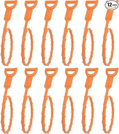 Amazon Basics Flexible Drain Clog Remover Snake Tool for Hair and Debris, Unclog Toilet, Sink, Shower, Bathtub, Sewer, 19.6-Inch, 12 Pack