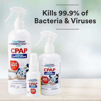 CleanSmart CPAP Disinfectant Spray To Go, Kills 99.9% of Bacteria and Viruses on CPAP Equipment, No Residue, 2 oz (Pack of 3)