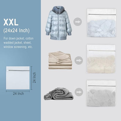 Muchfun 2Pcs Durable Honeycomb Mesh Laundry Bags for Delicates 24 x 24 Inches (2 XX-Large)