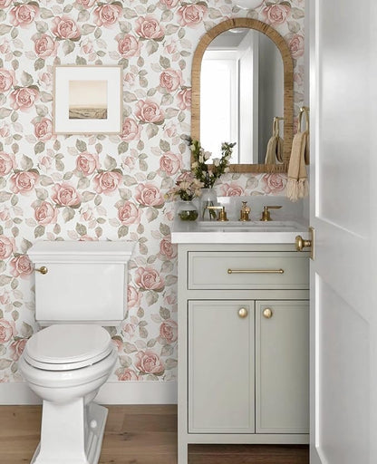 Heroad 16.1''x118'' Vintage Floral Peel and Stick Wallpaper Flower Contact Paper Retro Wall Paper Waterproof Removable Self Adhesive Wallpaper for Bedroom Living Room Cabinet Rose Decor Vinyl Roll