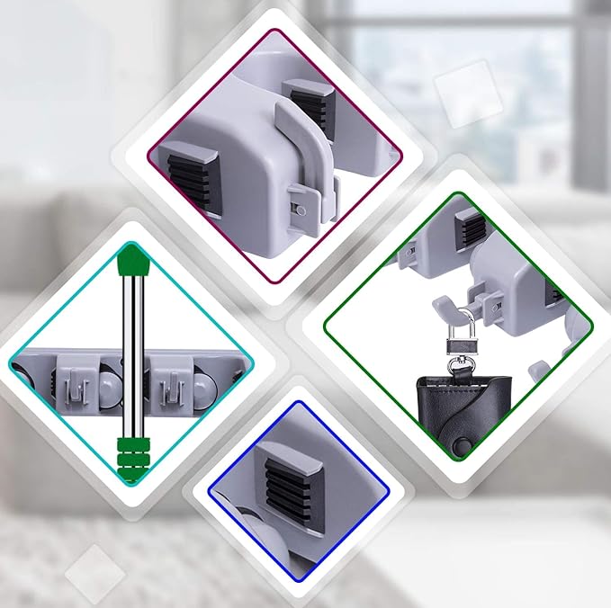 HYRIXDIRECT Broom Hanger Wall Mount Broom and Mop Organizer Wall Hanging Garden Tool Organizers Rack Garage Laundry Room Organizations and Storage with Hooks Heavy Duty