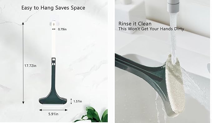 2 in 1 Window Screen Cleaning Brush, Double Sided Wet & Dry Dual Use,Extendable Handle Multifunctional Brush, Pet Hair Remover for Furniture&Carpet（Green White）