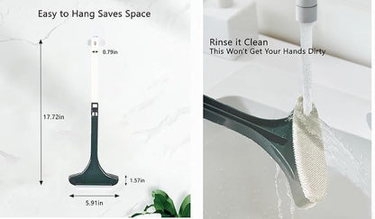 2 in 1 Window Screen Cleaning Brush, Double Sided Wet & Dry Dual Use,Extendable Handle Multifunctional Brush, Pet Hair Remover for Furniture&Carpet（Green White）