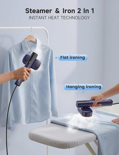 Steamer for Clothes,1200W Powerful Portable Steamer Iron,15s Fast Heat-up,100ml Tank,20 Min Continuous Steam, Wrinkle Remover for Travel, Home, Office(Blue)