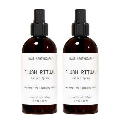 Muse Apothecary Flush Ritual - Aromatic & Refreshing Toilet Spray, Use Before You Go, 2 oz, Infused with Natural Essential Oils - Cara Orange + Fig + Blackberry Vanilla, 2 Pack