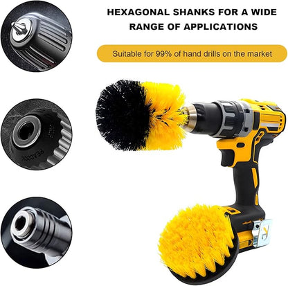 6PCS Drill Brush Attachment Set, 1/4in Power Scrubber Cleaning Brushes with Extended Rod, All Purpose Drill Activated Brushes Cleaning Kit for Car Detailing Carpet Floor Tub