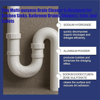 Multi-Purpose Drain Cleaner, Professional Grade Drain Opener & Hair Remover, Toilet Drains Cleaner Foam, Powerful Drains Unblocker for Shower, Tub, Bathroom & Kitchen Sink (2pcs)