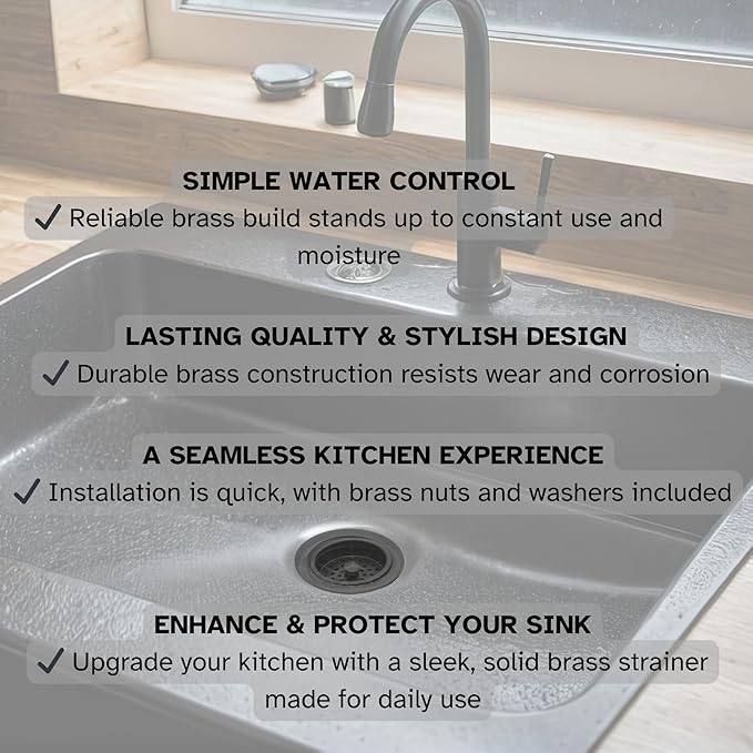 Westbrass A214-62 3-1/2" Post Style Large Kitchen Sink Basket Strainer, Matte Black
