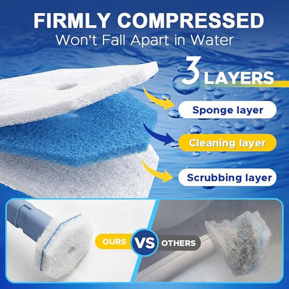ROUNDSQUARE 40 Count Toilet Wand Cleaner Refills, 5X Cleaning Power Disposable Prefilled Toilet Cleaning Scrubbers, No Falling Apart, Fresh Fragrance