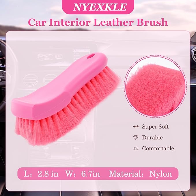Soft Nylon Brush for Home Leather & Upholstery, Scratch-Free Dusting Brush for Bed/Sofa/Clothes Cleaning, Brush for Car Interior Detailing & Leather Care