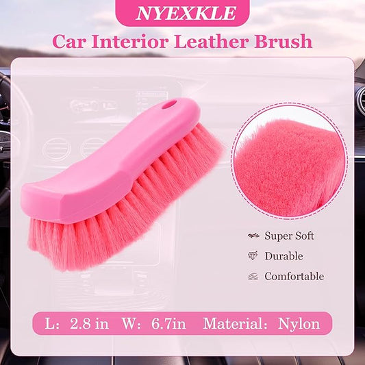 Soft Nylon Brush for Home Leather & Upholstery, Scratch-Free Dusting Brush for Bed/Sofa/Clothes Cleaning, Brush for Car Interior Detailing & Leather Care