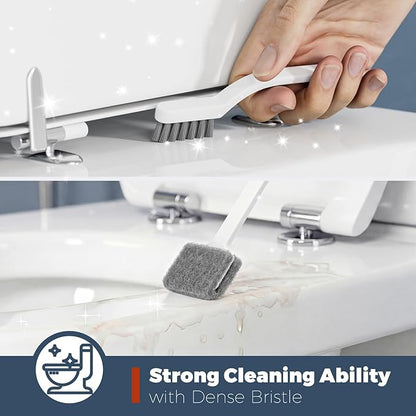 Holaloha Toilet Brush and Holder Set with Crevice Brush for Toilet Bowl and Bathroom Cleaning, White