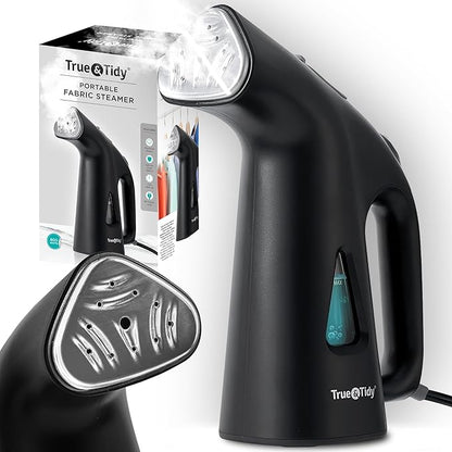 True & Tidy Compact Handheld Garment Steamer for Clothes, Travel Steamer with Stainless Steel Nozzle, 800 watts, Black