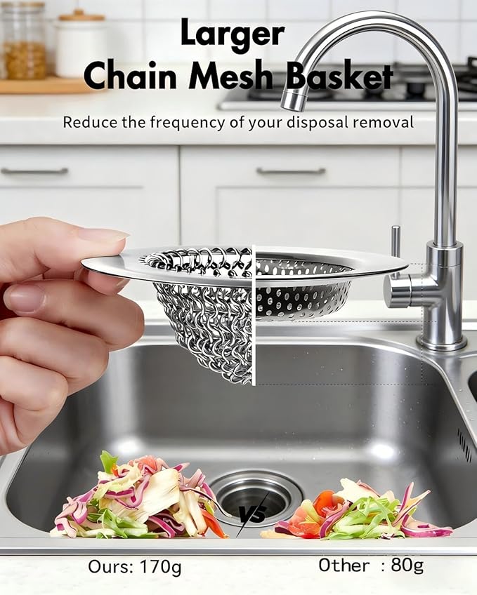 Ztruth Kitchen Sink Drain Strainer Patented Reversible Sink Strainer, Anti-Clogging Sink Strainer Basket, 304 Stainless Steel, Handmade Kitchen Gadgets, Dishwasher Safe