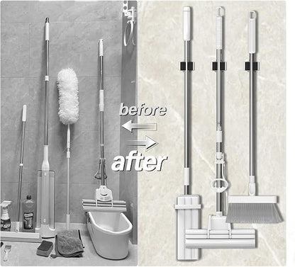 3-H Broom Hanger,Mop and Broom Holder Wall Mount 8pc for Hanging and Organizing Shovel,Rake,Brush,Yard Tools in Kitchen,Laundry Room,Bathroom,House