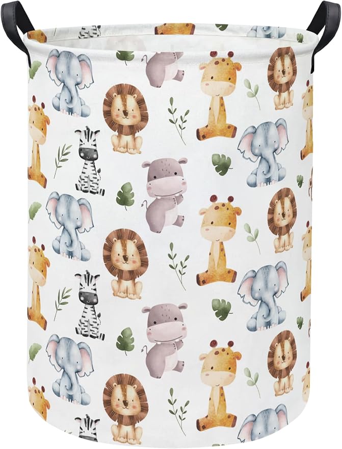 Baby Laundry Hamper kids laundry Basket Waterproof Storage Bin for Bedroom Toy Clothes Organizer Basket Woodland Animals Room Décor(Cute Animals)