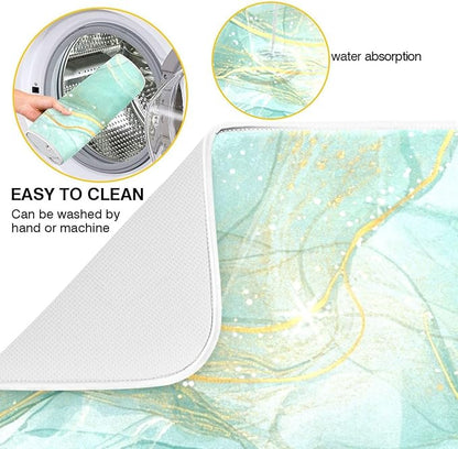 Teal Turquoise Microfiber Dish Drying Mat Large Size Cyan Mint Liquid Drying Mat Drainer Mat for Countertop Dish Drying Pads 18 x 24 Inches
