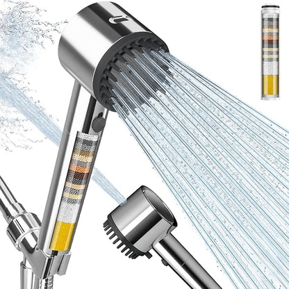 Cobbe Ion Drops Filtered Shower Head with Handheld, 4+1 Spray Mode Showerhead with Filters, Built-in Power Wash for Hard Water - Remove Chlorine - Reduces Dry Itchy Skin, Chrome
