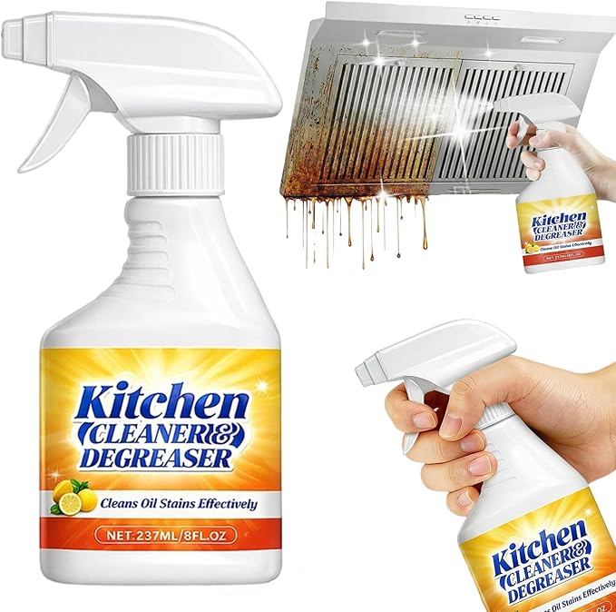 Kitchen Heavy Oil Cleaner Spray 8Oz, All Purpose Foaming Degreaser, Grease Remover for Stove, Oven, Range Hood, Counters & Multi-Surface Household Cleaning (1set)