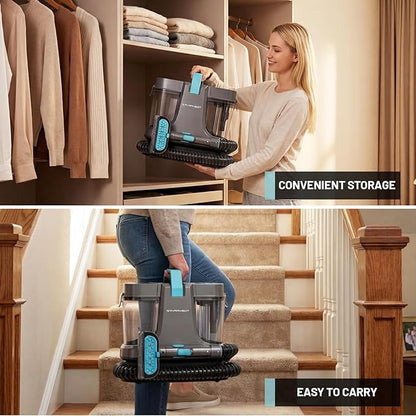Starrybot Portable Carpet Cleaner Machine with Steam and Heating Techology,18Kpa Powerful Suction with Versatile Tools for Pets, Couch,Spot Cleaner for Stairs/Furniture/Rug(Gray)(AC0201)