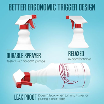 Houseables Spray Bottles, Empty Sprayer Bottle, Heavy Duty Cleaning Nozzle, 24oz, 3 Pack, Plastic, Industrial, Professional, Refillable, for Water, Alcohol, Bleach, Detailing, All-Purpose Cleaner