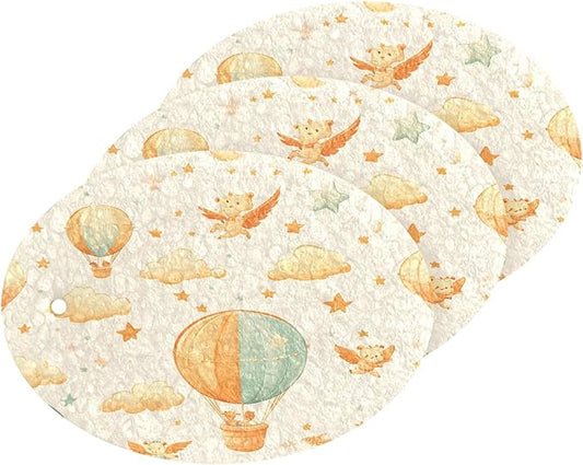 Hot Air Balloons Kitchen Scrub Sponges, Pop-up Kitchen Cleaning Sponges Reusable Dish Washing Sponges for Bathroom Household Cleaning 3 Pack - Non Scratch Scrubber