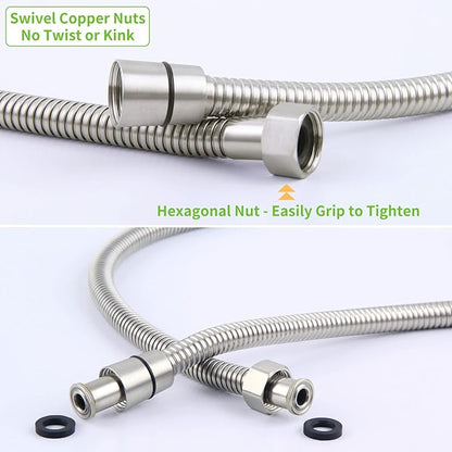 Angle Simple Brushed Nickel Shower Hose 59", Stainless Steel Replacement Flexible Hand Held Shower Sprayer Hose, 1/2" IPS