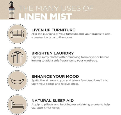 DRMTLGY Natural Green Tea Linen and Room Spray. Pure Essential Oils for a Pillow Spray, Linen Mist, and Fabric Spray. Aromatherapy Spray for Relaxation and Sleep, 8 oz