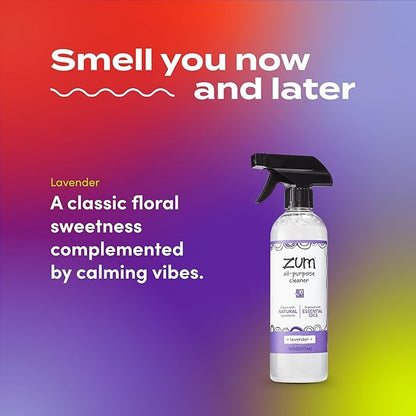 Zum by Indigo Wild All-Purpose Cleaner - Natural Multipurpose Cleaner Made with Essential Oils, Baking Soda & More - Lavender, 16 fl oz