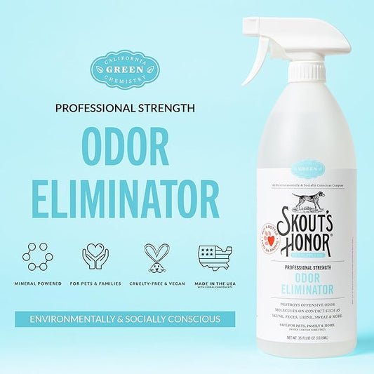 Skout's Honor Odor Eliminator - Plant-Powered Deodorizer for Offensive Pet Odors, Destroys Molecules On Contact - Biodegradable, Eco-Friendly, No Residue, 35 oz