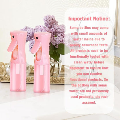 Two-pack Spray Bottles, Fine Mist Refillable Spray Water Bottles, All-Season Continuous Spray Bottles for Hair, Skin Care, Gardening, Pet Bathing, Travel, Cleaning & Home Use