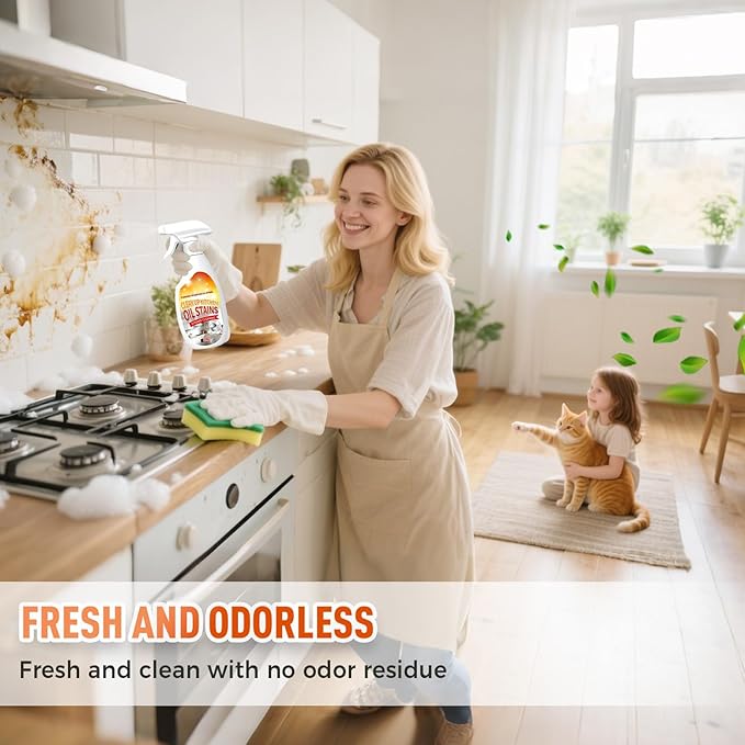 Heavy Duty Degreaser, 2025 Upgrade Kitchen Cleaner, Multipurpose Oil Stain Remover, Strong Grill Cleaner for Restaurant, Cleaning Spray for Home Chefs (3)