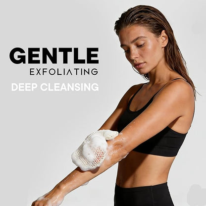 Bath Mitt - Exfoliating Glove, Honeycomb Body Scrubber,Massage Body Scrub Gloves for Home Spa,Mitt Sponges for Cleaning Body,Deep and Gentle,Fast foaming (White(Softer,Medium Size))
