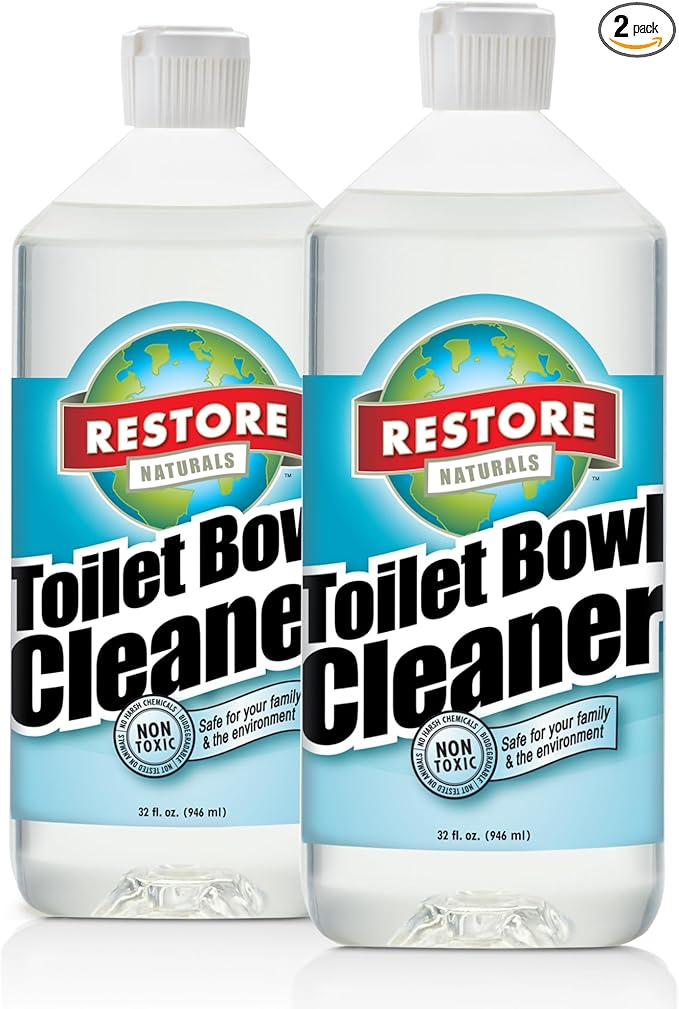 Restore Naturals Non Toxic Toilet Bowl Cleaner - 32 Fl Oz - Plant Based | Septic Safe | Biodegradable - For Porcelain, Ceramic, & Tile - 2 Pack