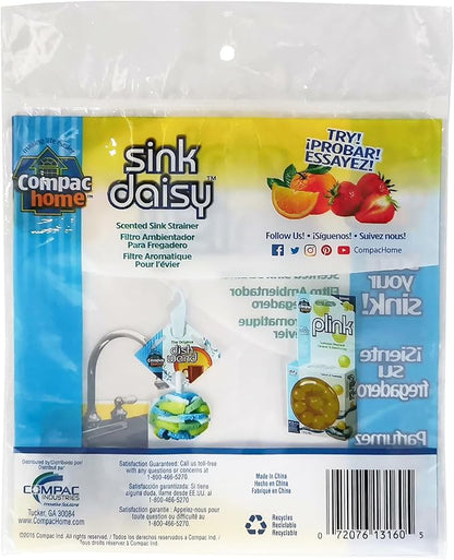 Compac Sink Daisy Scented Kitchen Sink Strainer infuses & Freshens Your Sink, Must Have Kitchen Sink Accessories, Sink Drain Strainer - Catcher, Yellow, Lemon Scent, 6 Count, (3 Packs of 2)