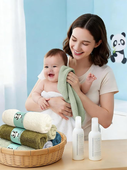 HIPHOP PANDA Baby Washcloths, Rayon Made from Bamboo - 2 Layer Ultra Soft Absorbent Newborn Bath Face Towel - Reusable Baby Wipes for Delicate Skin - Sage and Teal, 6 Pack