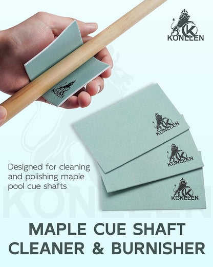 KONLLEN Billiards Billiard cue Towel - 100% Cotton Black 8-Ball Pool Cue Clean Towel Maintenance Accessories Cleaning Set Shaft Wax + Cleaning Powder +