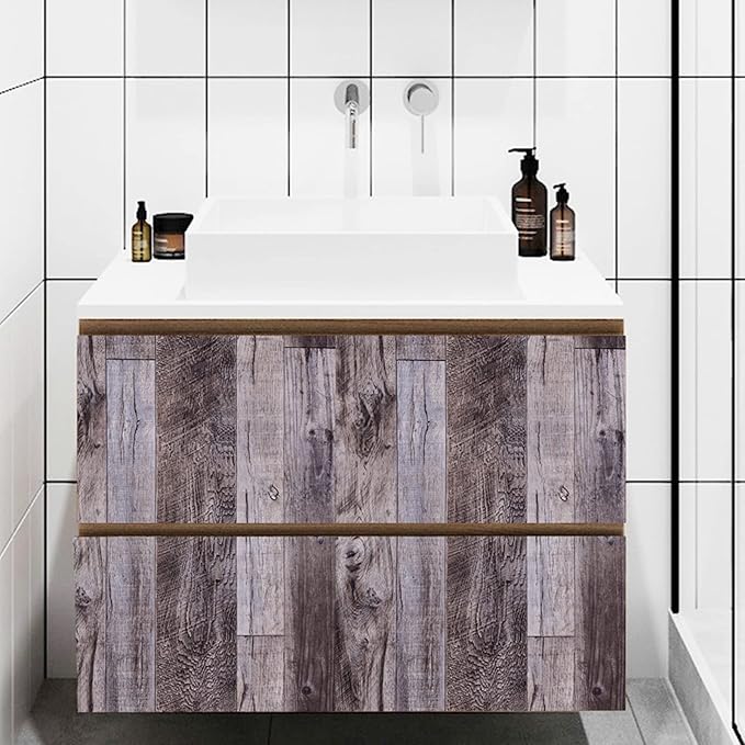 Yun-aeon Gray Wood Peel and Stick Wallpaper 17.3" X 400" Self Adhesive Wallpaper Backsplash Line Removable Wall Paper Bathroom Old Furniture Renovation Furniture
