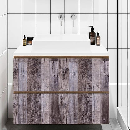 Yun-aeon Gray Wood Peel and Stick Wallpaper 17.3" X 400" Self Adhesive Wallpaper Backsplash Line Removable Wall Paper Bathroom Old Furniture Renovation Furniture