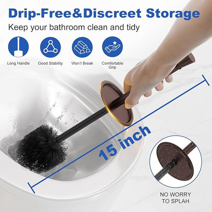Toilet Brush and Holder Set：304 Stainless Steel Heavy Duty Toilet Bowl Brush，Removable Inner Bowl and Splash Protection，Bathroom Toilet Brush-Dense Bristles for Through Cleaning