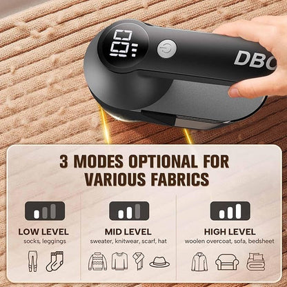 DBC Rechargeable Fabric Shaver,3-Speed Lint Remover for Clothes LED Display, 15000r/Min Powerful Motor, Large Shaving Head Lint Shaver for Clothes, 6-Leaf Blades, Lint Ball, Furniture, Fuzz