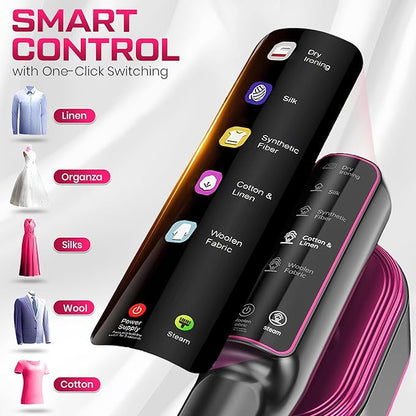 Travel Steamer for Clothes, 1200W Portable Steamer & Iron 2 in 1, Handheld Garment Steamer with 10s Fast Heatup, 5 Modes LED Touch Display, Large Ceramic Panel & 110ml Tank for Home and Travel