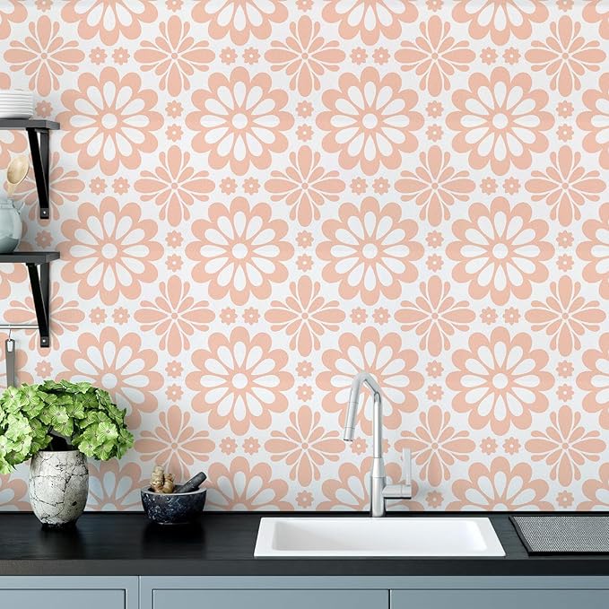 AM AMAONM 10pcs 20x20cm Removable Square Vintage Floral Pattern Tile Stickers 3D Decorative Peel and Stick Vinyl Self Adhesive Wall Tiles Decor Decals for Kitchen Backsplash Bathroom Furniture (F)