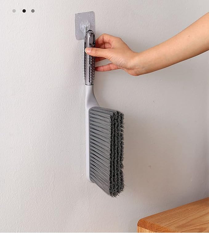 Dusting Brush, 13" Short Thick Firm Plastic Bristles, Medium Handheld Broom, Cleaning Heavier Litter, Workbench, Machine(Gray, 13 inch)
