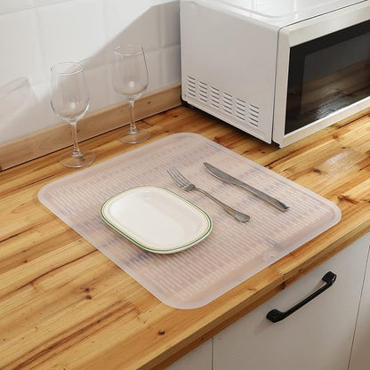 MicoYang Silicone Dish Drying Mat for Multiple Usage,Easy clean,Eco-friendly,Heat-resistant Silicone Mat for Kitchen Counter or Sink,Refrigerator or Drawer Liner Translucent 2XL 24 inches x 18 inches