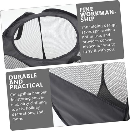 Collapsible Laundry Basket Handles Large Capacity Mesh Hamper for Dirty Clothes Storage Portable Clothes Organizer for Bedroom and Laundry Room